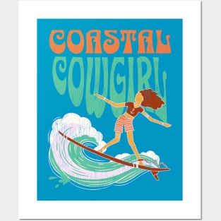 Coastal Cowgirl Stylish Surfer Wave Posters and Art